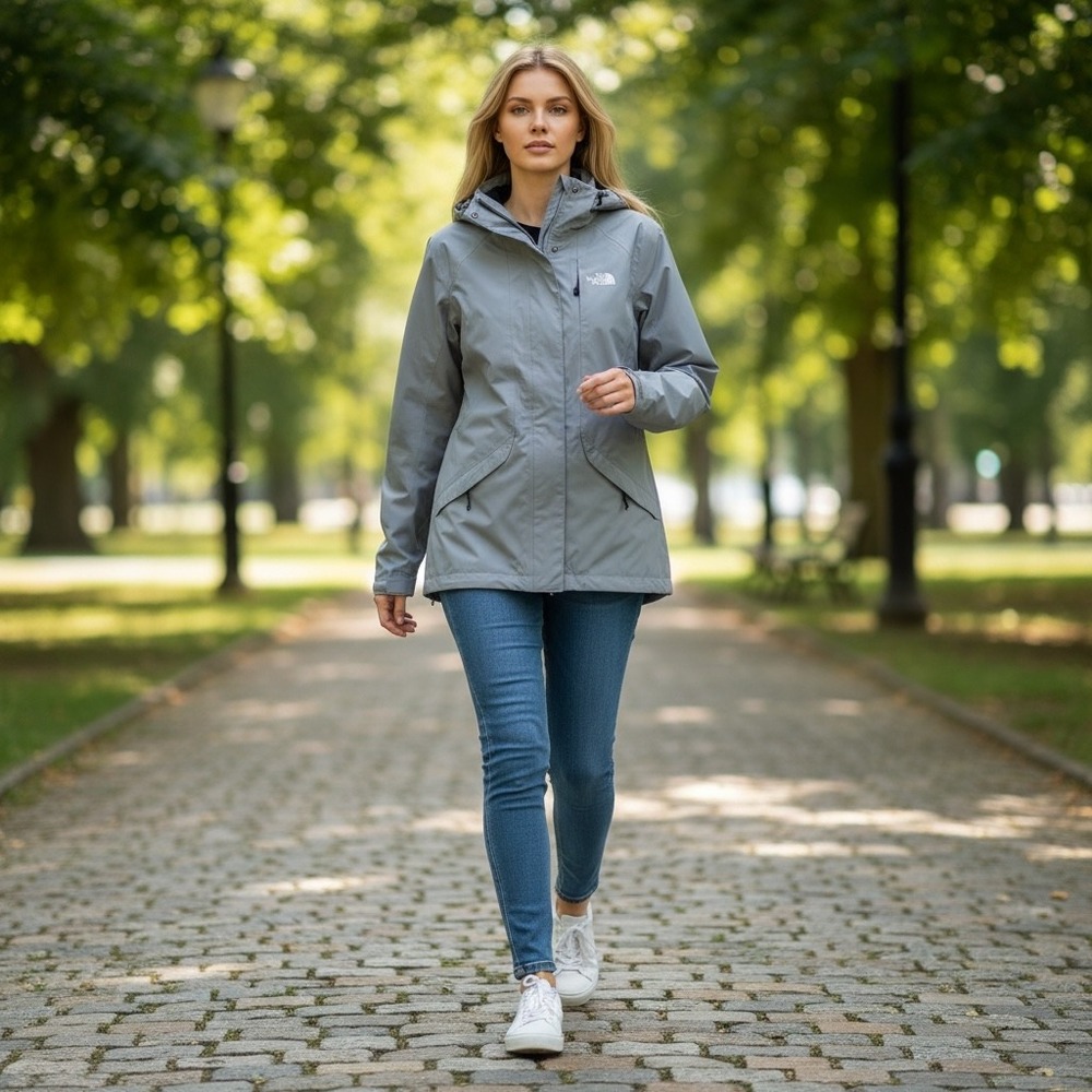 North Face DryVent Women Lt Blue Waterproof Hooded Rain Jacket Small P Gorpcore